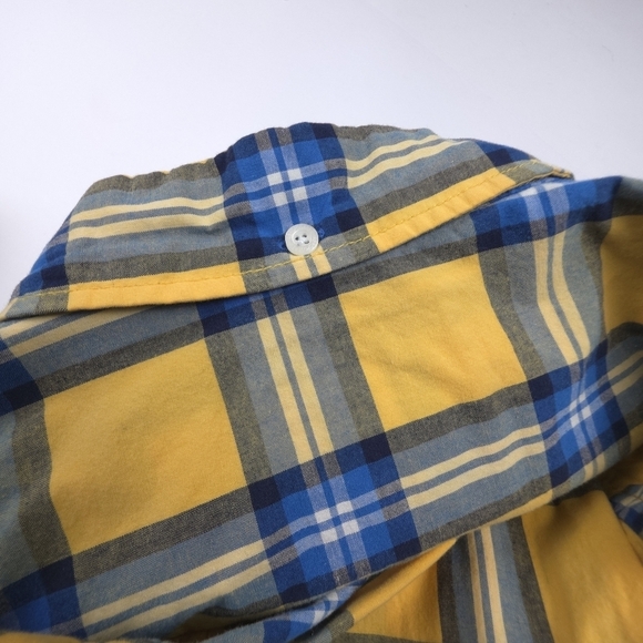 Aeropostale Yellow and Blue Plaid Men's Long Sleeve Shirt S - Picture 3 of 4
